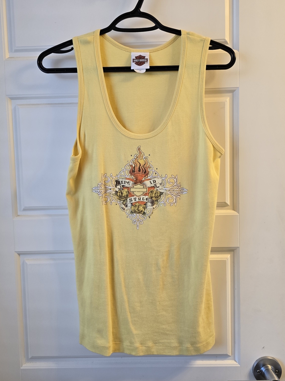 Vintage Y2K Harley Davidson Rhinestone Rose Wing Graphic Tank Top Stratman